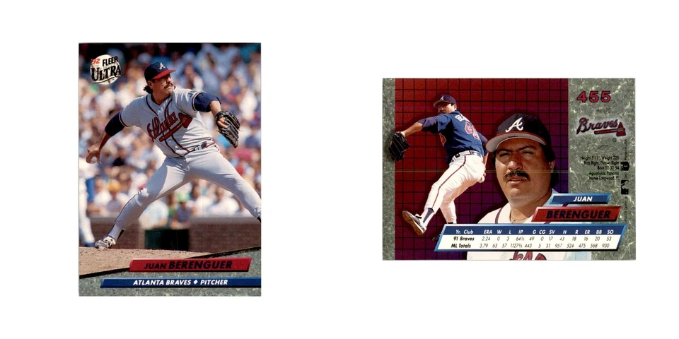 1992 Fleer Ultra Juan Berenguer Baseball Cards #455 - Image 3 of 3
