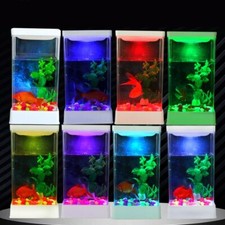 Desktop Mini Fish Tank With Colorful Light Dimmable Light Betta Fish Tank Decor