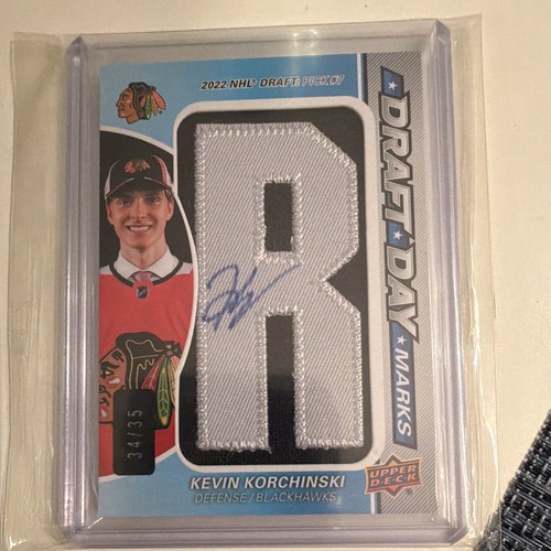 Upper Deck 2023-24 SP Game Used Draft Day Marks Auto RC Kevin Korchinski /35