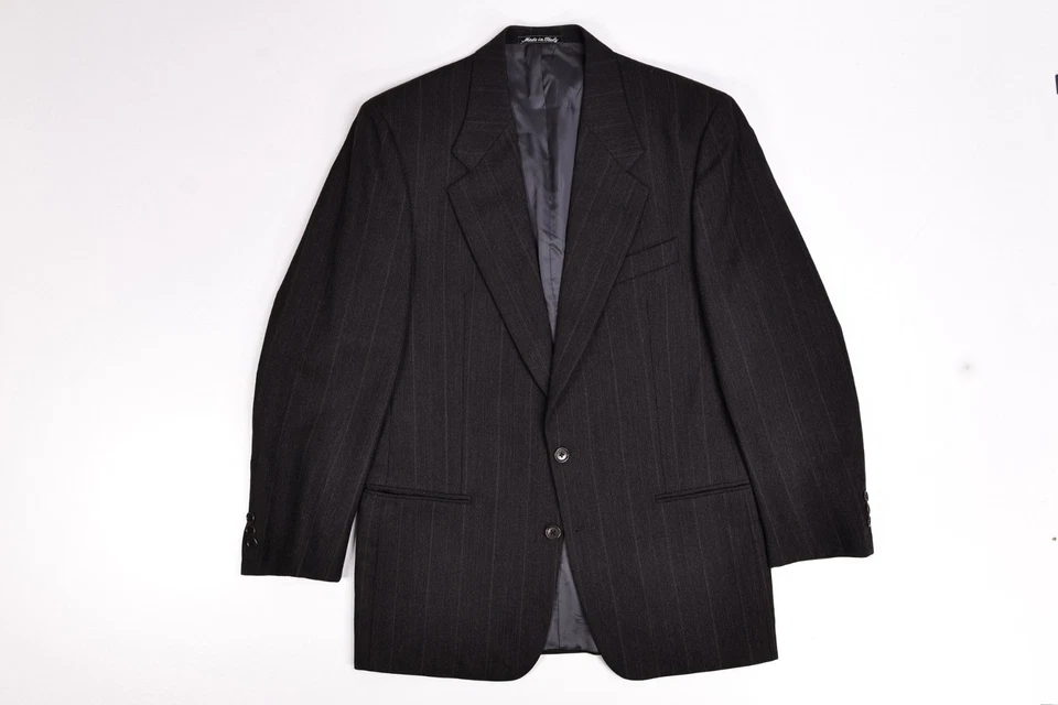 Chaqueta Blazer Vintage Valentino Uomo Carbón Espiga Rayas Lana 38 R Foto 2 de 4