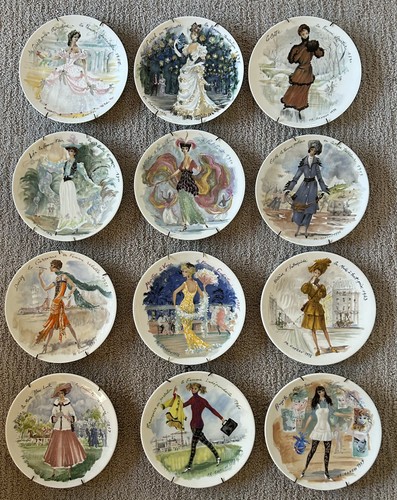 Full Set of 12 Porcelain Plates D'Arceau Limoges Les Femmes du Siècle Excellent