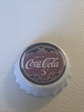 "Drink Coca-Cola" Coke Bottle Cap Promotional Rubber Refrigerator Magnet 1996