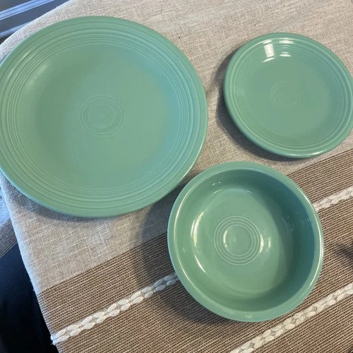 Fiesta Ware Homer Laughlin Vintage Plate 10.5Salad Plate 7 1/4” And Soup Bowl 7”