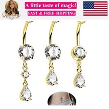 Belly Button Rings Pack 14G Belly Piercing Jewelry 316L Stainless Steel Belly...