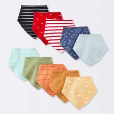 Cloud Island Baby 10pk Bandana Bib Cotton Snap Closure Newborn