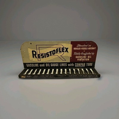Vintage Resistoflex Gasoline Oil Lines Advertising Store Display Rack Sign