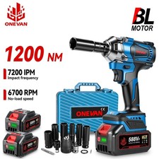 1200Nm 1/2" Cordless Electric Impact Wrench Drill Gun Ratchet Driver w/2 Battery