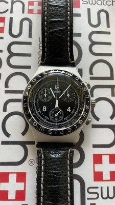 Swatch High Tail YCS1000 1996 Irony Chrono 39mm Stainless Steel Leather
