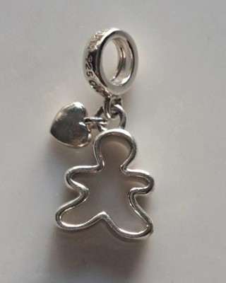 Chamilia Sterling Silber 925 Lebkuchenmann Ausstecher Herz Armband Charm