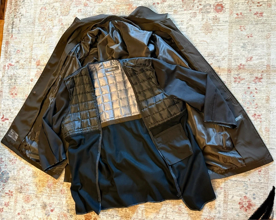 KENNETH COLE REACTION Brown Trench Coat Removable Warm Wool Liner Mens XL EUC - Image 2 of 4