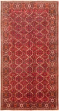 Vintage 5'3" x 10'1" Geometric Hand-Knotted Carpet Traditional Wool Area Rug