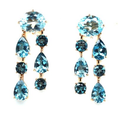 925 Sterling Silber London Blue & Sky Blue Topas Ohrringe 18K vergoldet