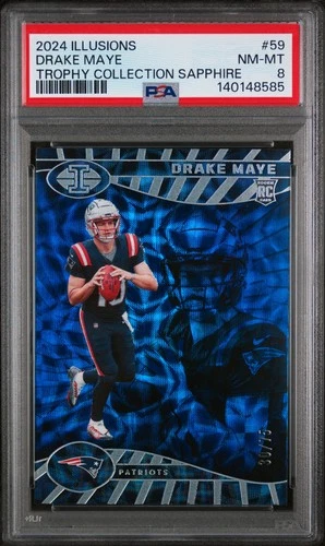 2024 PANINI ILLUSIONS TROPHY COLLECTION SAPPHIRE #59 DRAKE MAYE RC 30/75 PSA 8