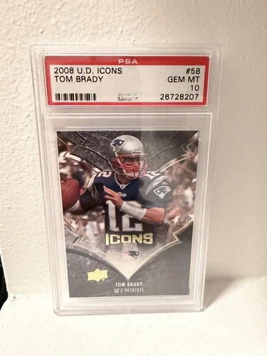 2008 upper deck #58 tom brady; gem UD icons PSA 10