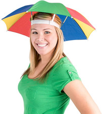 Adjustable 20-Inch Rainbow Umbrella Hats - 2-Pack Hands-Free Sun Protection