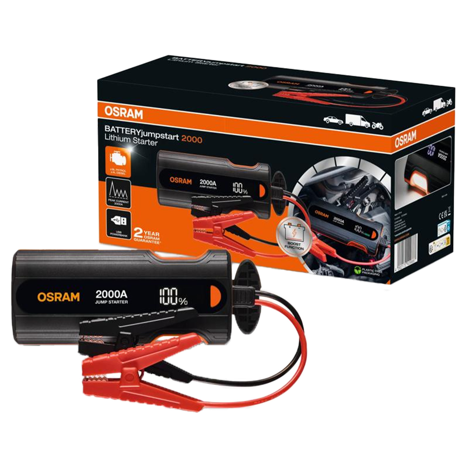 OSRAM BATTERYjumpstart 2000 OJS040 Booster Avviamento Litio 2000A Power Bank 12V
