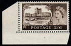 1958 QEII Castles 1st De La Rue 2s6d black-brown ONE PLATE DOT IN MARGIN SG T2b