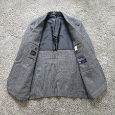 J.CREW Ludlow Herringbone ABRAHAM MOON Wool Cotton TWEED Blazer Men's 42 R Gray