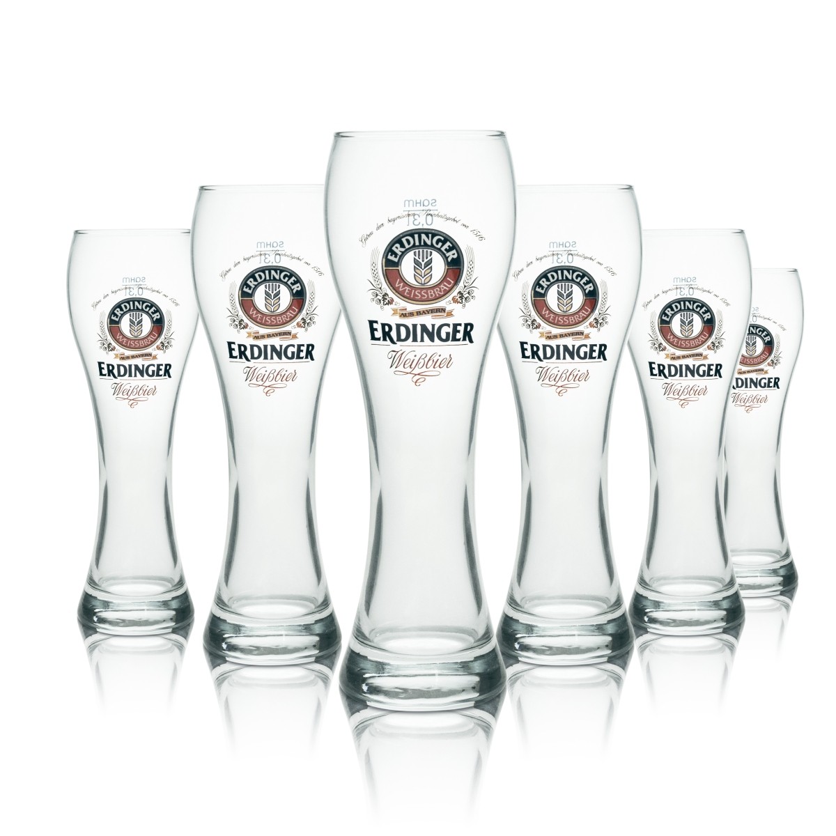 6x Erdinger Glas 0,3l Weißbier Hefe Weizen Gläser Gastro Geeicht Bräu Brauerei