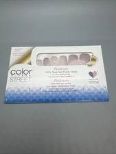 Color Street Nail Strips MOONBURST Silver Pink Glitter Pedicure FREE SHIPPING