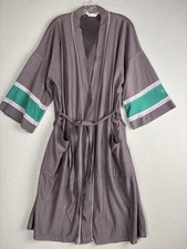 Vintage Pierre Cardin Robe Bathrobe Mens Large Brown Green Kimono Belted 80s