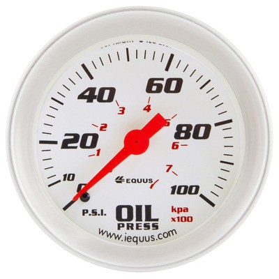 EQUUS 2-5/8 Dia Oil Pressure Gauge Silver 0-100psi- E8444