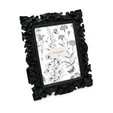 Laura Ashley 5x7 Black Floral Textured Hand-Crafted Resin Picture Frame with
