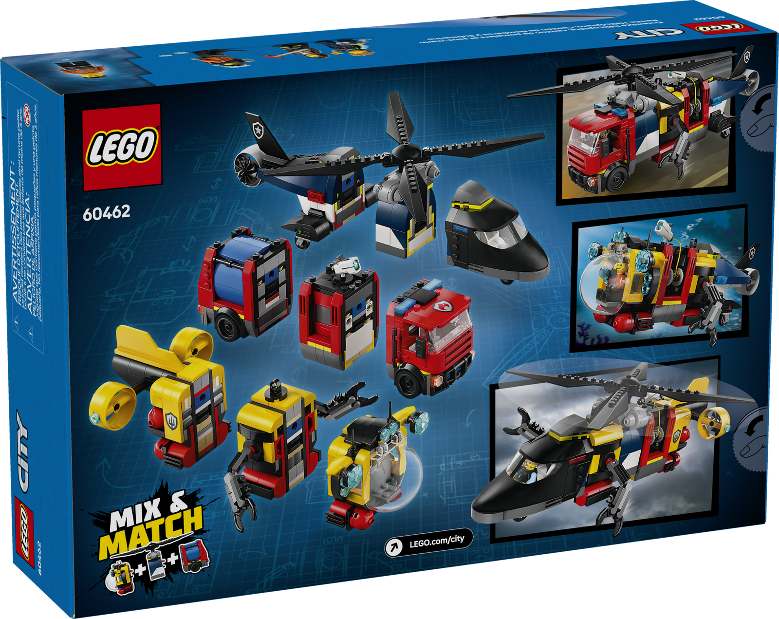 LEGO 60462 City Helicopter, Fire Truck & Submarine Remix - New Sealed ...