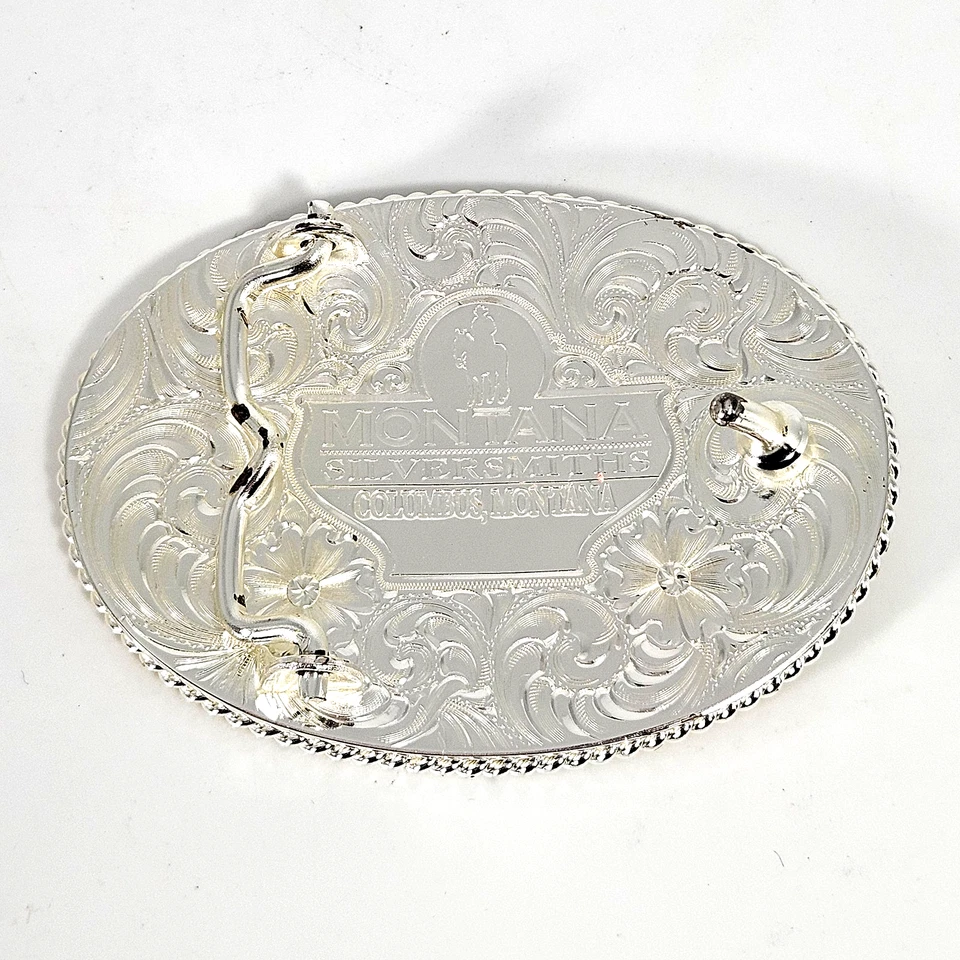 Montana Silversmiths USA Flag Belt Buckle Silver Plated 3.625” x 2.625” Western - Image 4 of 4