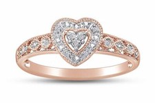 Natural Diamond Accent Heart Promise Engagement Ring for Women 10k Gold