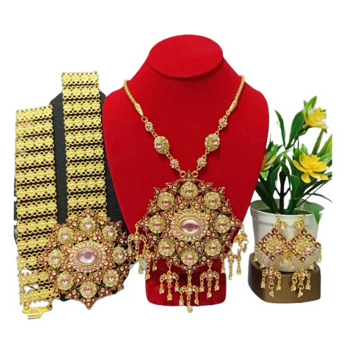 1 CONJUNTO Traje de Dança Feminino Tailandês Tradicional de Casamento RUM NOVO Ouro Rosa - Imagem 3 de 4