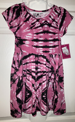 NWT Miss Pink Tie Dye Dress 8 Black White Girl's | eBay