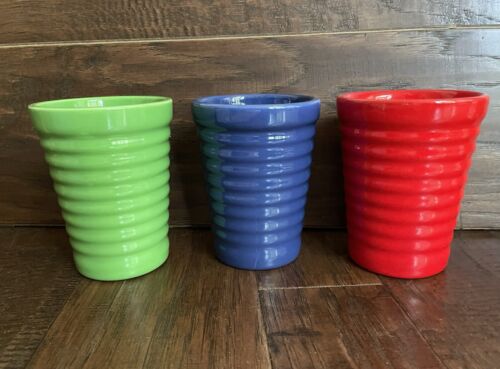 3 BAUER 2000 RINGWARE 4 1/2" TUMBLERS GREEN BLUE RED - Picture 1 of 10