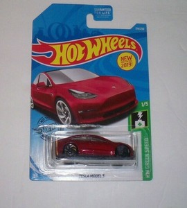 Hot Wheels Green Speed Tesla Model 3 A Error Card With no Chrome On the