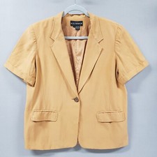 Liz Claiborne Collection Blazer Petite size 14 Dark Mustard Short Sleeve Pockets