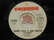 Promo! Johnny Cash & June Carter – Allegheny / Mono, 45 RPM EX (23L)
