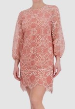 Vince Camuto Women's Pink Jewel-Neck Balloon-Sleeve Shift Dress Size 12