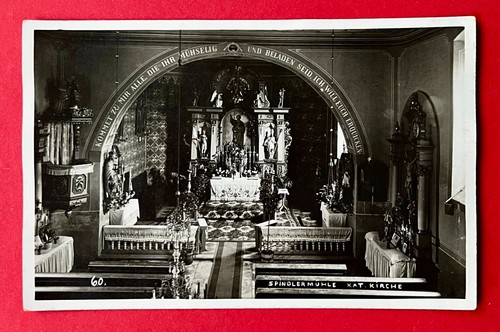 Foto AK SPINDLERMÜHLE in Böhmen um 1930 Innenansicht der Kath. Kirche ( 149690