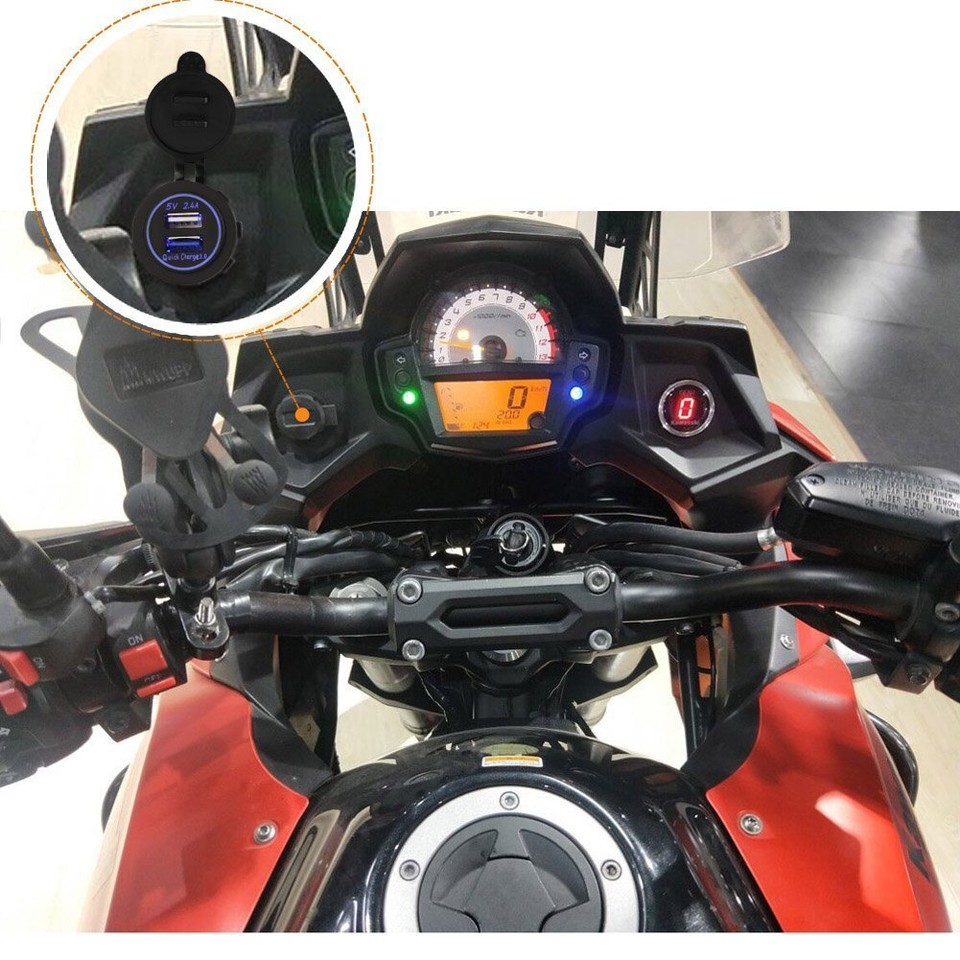 Motorcycle USB Charger With Relay For Kawasaki Versys 650/1000/X300 & Ninja 650/400