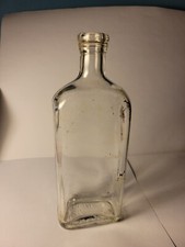 Vintage Crown Top Glass Liquor Bottle - Made In USA 8 inches