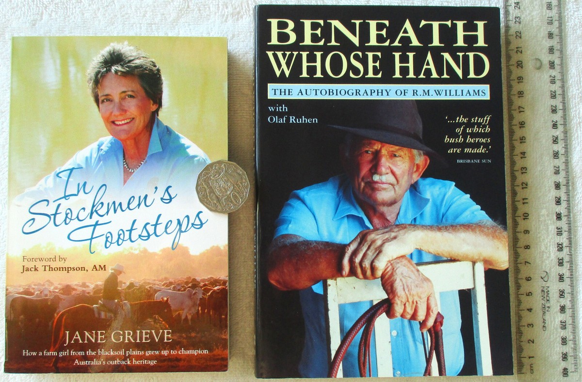 books estab Stockmans Hall Fame 'IN STOCKMEN’S FOOTSTEPS'+'BENEATH WHOSE  HAND'