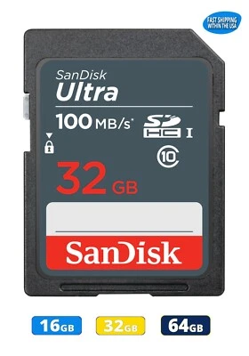 Sandisk SD Ultra Memory Cards 16GB 32GB 64GB for Cameras Trail Cams & Dash Cams - Image 1 of 4
