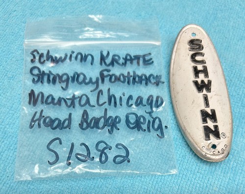 SCHWINN KRATE STINGRAY FASTBACK DISC MANTA FASTBACK CHICAGO HEAD BADGE ORIG - Picture 8 of 8