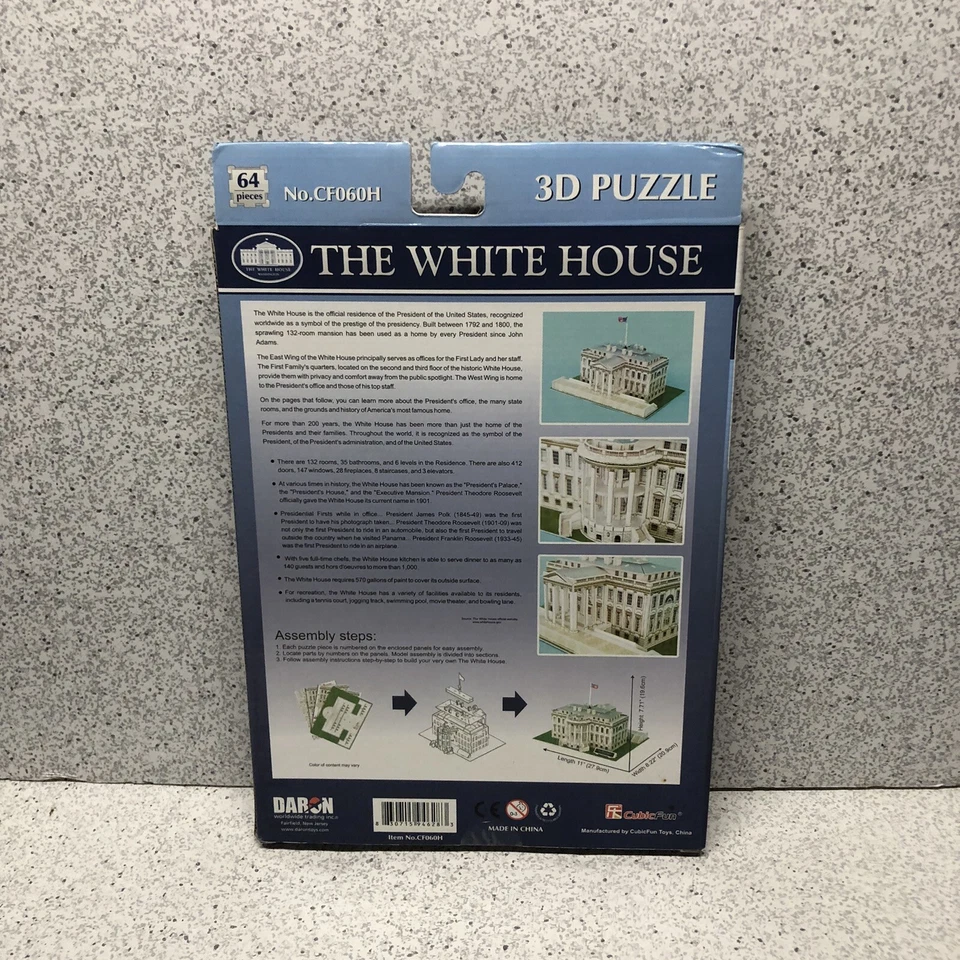 DARON CF060H БЕЛЫЙ ДОМ 3D ГОЛОВОЛОМКА 64 ИЗДЕЛИЯ 3D ГОЛОВОЛОМКА - Изображение 2 из 3