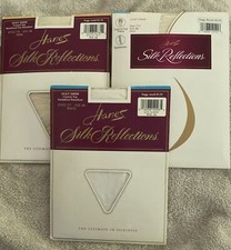 3 Vintage HANES Silk Reflections Control Top Pantyhose White Pearl Style 717 718