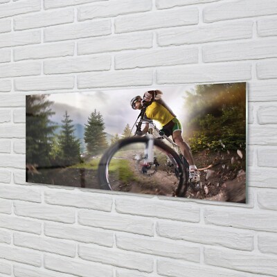 Tulup Glasbilder 125x50 Wandkunst Cloud Mountainbike