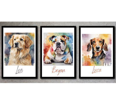 Personalisiertes Hundeportrait individuelles Haustierportrait Druck Hund Wandbild Geschenk