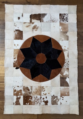 Handgefertigter Patchwork Kuhfell Teppich, 100% Echtleder, Echthaar-auf Kuhfellfell - Bild 3 von 6
