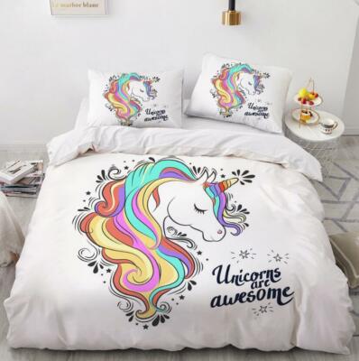 3D Color Unicorn ZHUA1501 Bed Pillowcases Quilt Duvet Cover Set Queen King Zoe