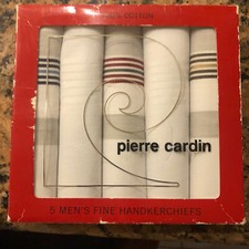 Pierre Cardin 5 Mens Fine Handkerchiefs 100 Cotton